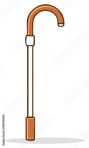 Vintage Walking Cane Illustration for Mobility Support and Assistance Equipment  Concept