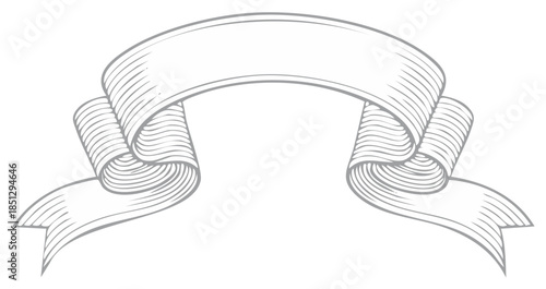 Elegant Blank Ribbon Banner Scroll Decorative Design Element Illustration