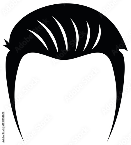 Stylized Black Silhouette of a Man's Haircut with Sideburns
