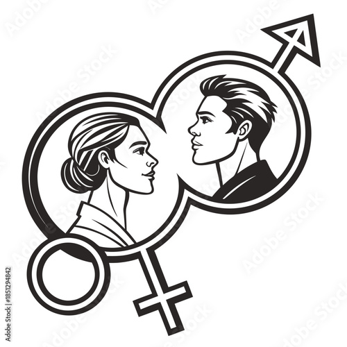 Vector illustration silhouette of six people standing in a row with fists raised