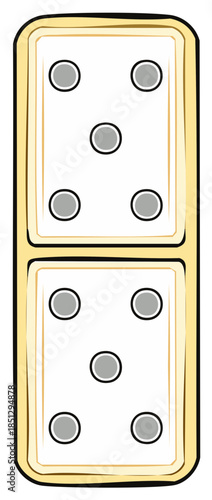 Vector illustration of a double five domino game tile for board games or strategy concepts