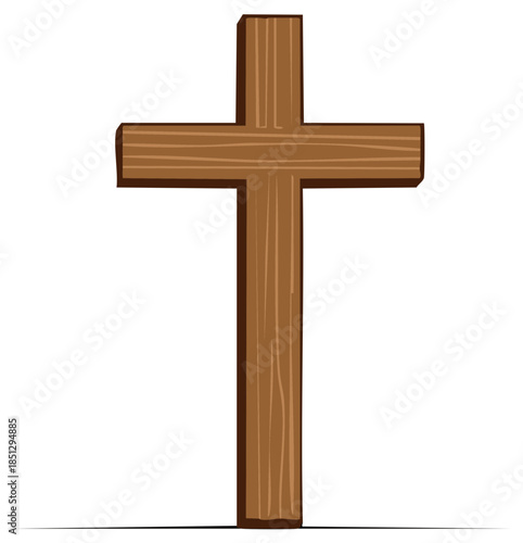 Wood Cross Symbol of Christian Faith and Salvation Wood Grain Texture Illustration