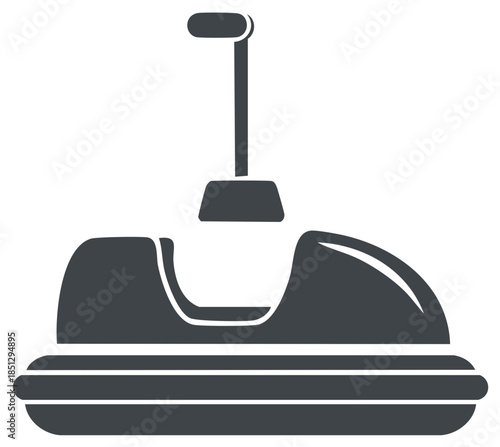 Simple dark gray silhouette of a bumper car ride with a pole and lamp