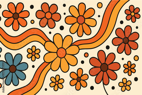 Vibrant flower pattern Vector