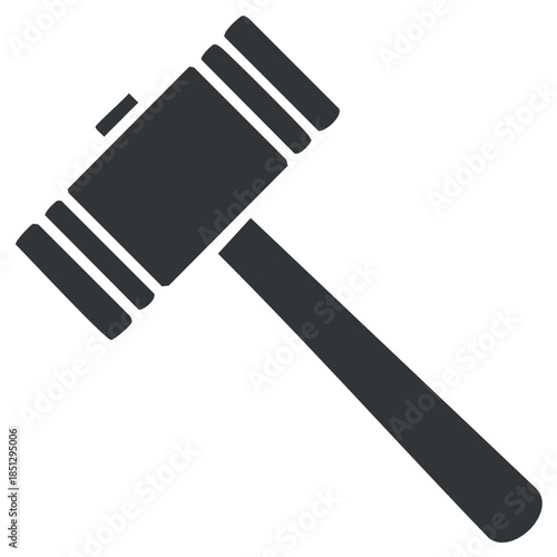 Gavel Icon Symbolizing Auction, Law, and Order in Court with Judge Decision