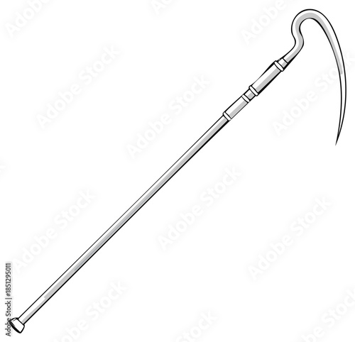 Line art illustration of a traditional shepherd's crook, a symbol of ancient authority and guidance
