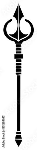 Black trident vector illustration isolated on white background. Weapon of ancient mythology.