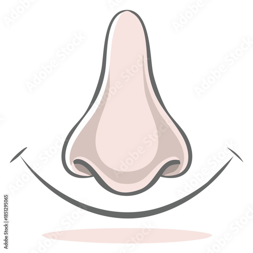 Stylized Cartoon Nose with Subtle Smile and Shadow Graphic