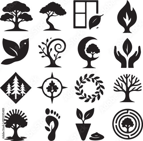 Collection of symbolic tree and nature designs