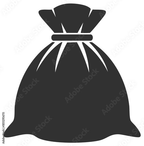 Simple vector illustration of a tied sack, bag, bundle with stylized knot and folds