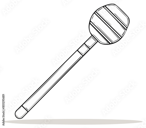 Vector Sketch of a Honey Dipper with Honeycomb Design - Outlined Honey Stick Illustration