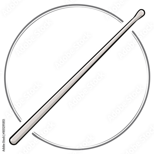 Isolated Drumstick inside circle with stroke. Musical instrument vector art.