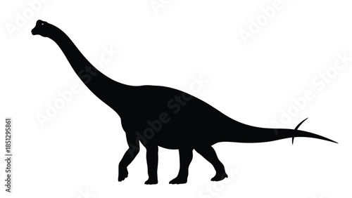 Black silhouette of a long-necked dinosaur with a tail spike