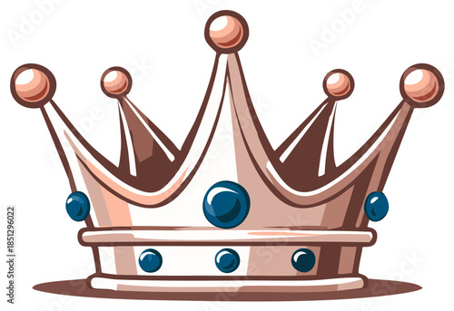 Cartoon Crown Illustration with Gems for Royalty or Kingly Theme