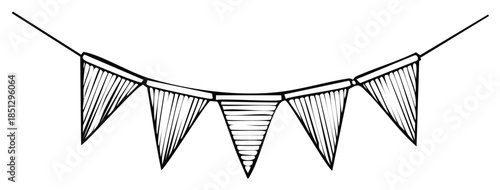 Party Pennant Bunting Flags Sketch Decoration Celebration Hanging Garlands Triangle
