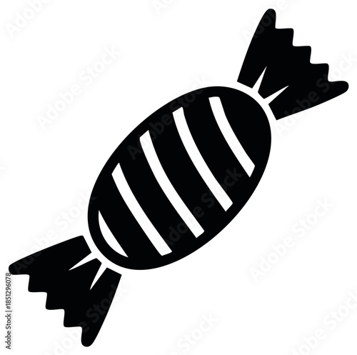 Isolated illustration of a black and white wrapped candy, perfect for sweets and treats.