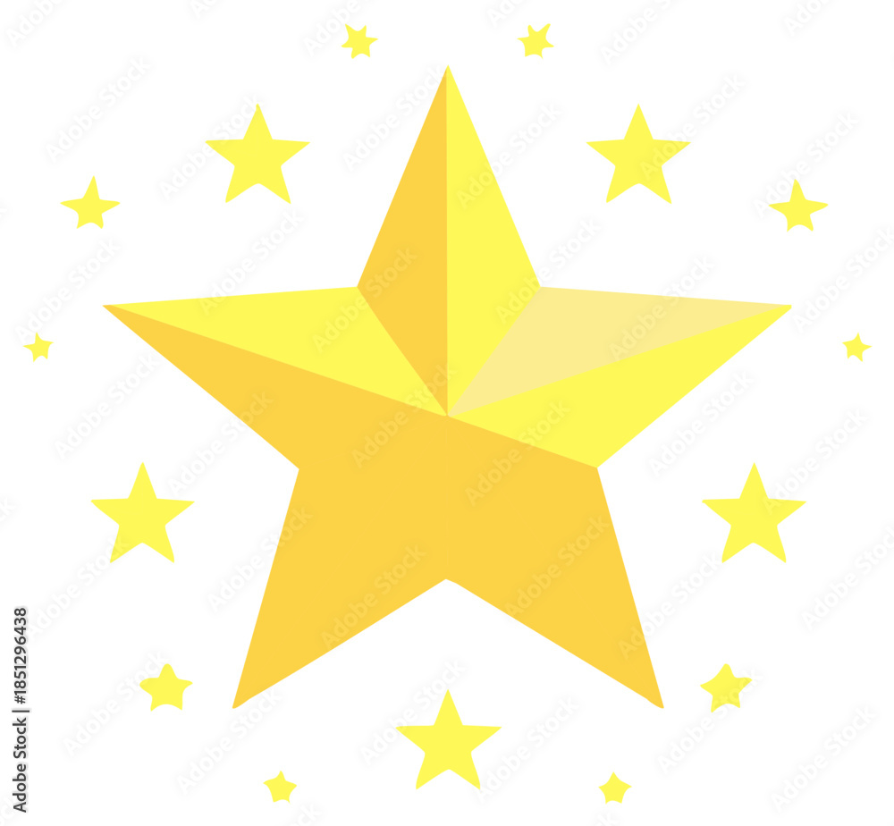 Fototapeta premium Gold Star Cluster Celebration Achievement Symbol Starry Geometric Motif