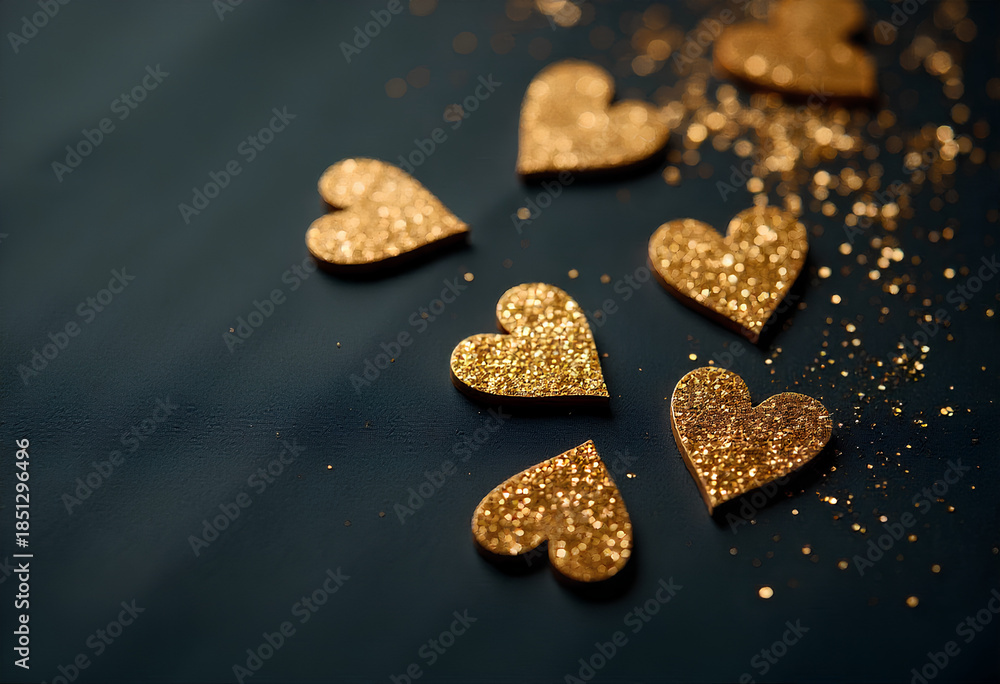 Obraz premium A versatile craft resource featuring glittering heart shapes, ideal for digital scrapbooking, card making, and festive DIY projects.