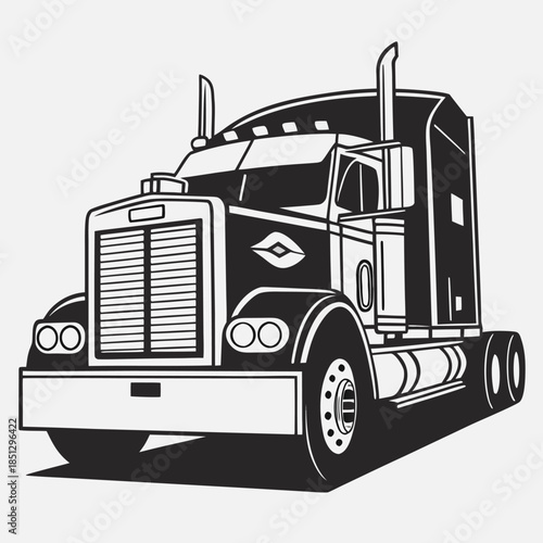 Large truck illustration with diamond logo on front Vector