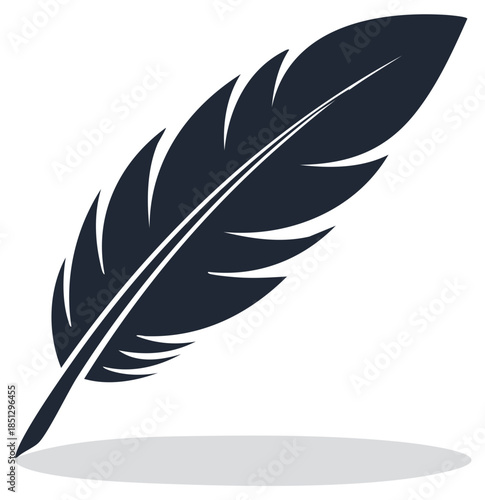 Dark feather quill pen vector illustration icon for writing literature and poetry concepts
