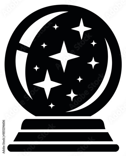 Enchanting Snow Globe Silhouette with Gleaming Stars for Magical Dreams