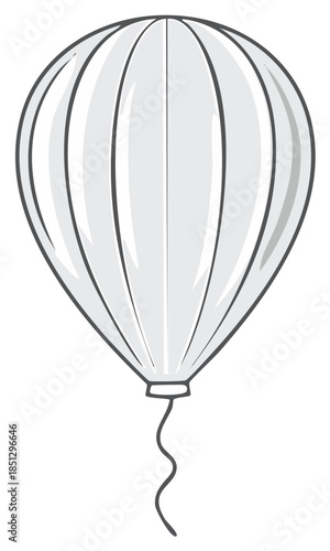Simple illustration of a grey hot air balloon with a string against a white background