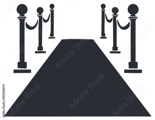 Illustrative dark carpet with elegant rope barriers leading to an exclusive VIP event