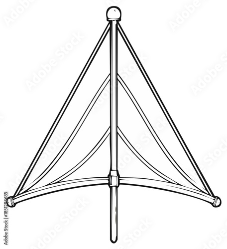 Line Drawing of Vintage Music Stand Antique Metal Sheet Holder Tripod Orchestra Equipment