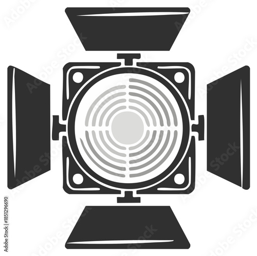 Stage Lighting Equipment Icon with Barn Doors for Theater or Film Production
