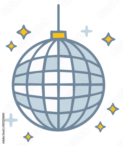 Vector Disco Ball with Sparkles Decorative Party Celebration Illustration Design