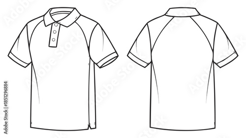 Front and back view of polo shirt template Vector