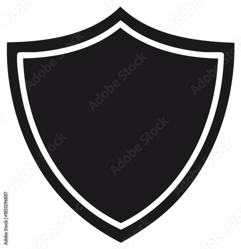 Shield Icon Graphic Black and White Symbol with White Outline Protection Safety