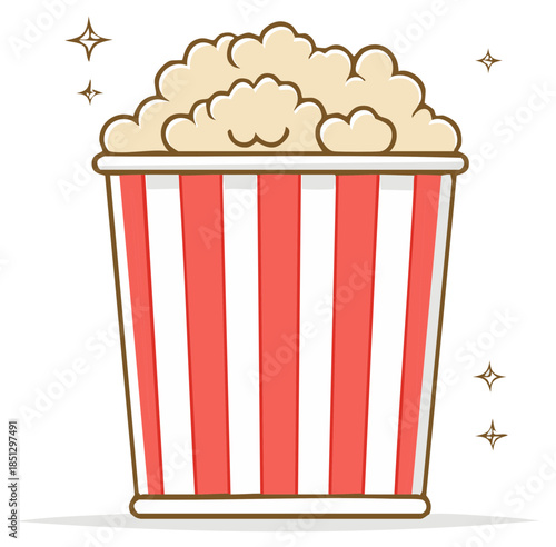 Striped Popcorn Bucket Filled with Snacks and Sparkles
