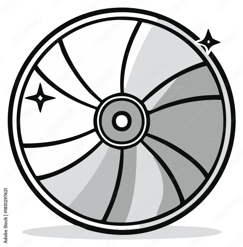 Fototapeta premium Stylized Wheel Design with Decorative Elements and Gradient Gray Tones