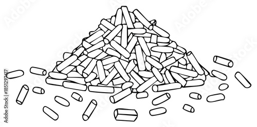 Pile of Cylindrical Objects Creating a Mound Shape Doodle Illustration
