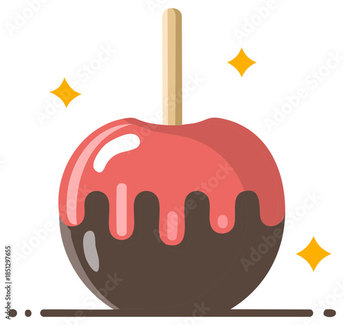 Sweet treat with candy apple and chocolate dip with festive sparkles