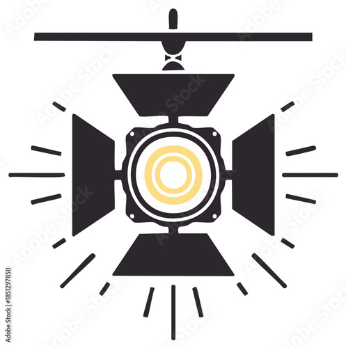 Professional Studio Spotlight on a Rig with Light Beams Vector Icon