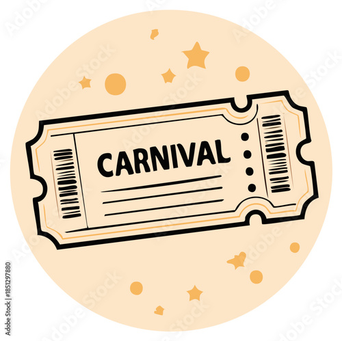 Carnival Ticket Illustration on an Abstract Background with Stars and Dots
