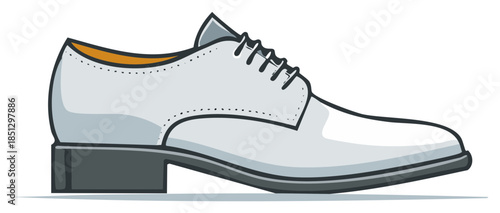 Elegant Vector Illustration of a Stylish Men's Dress Shoe, Featuring Laces and a Defined Heel, Perfect for Fashion Design Projects