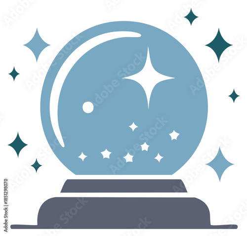 Mystical Crystal Ball with Sparkling Stars and Light Reflection for Fortune Telling and Magic Concepts