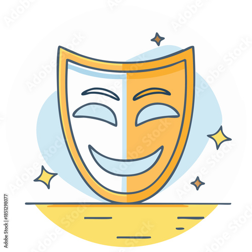 Theatrical Comedy and Tragedy Masks with Subtle Stars and Shine