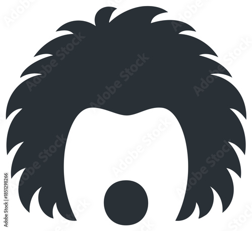 Minimalist Graphic Depiction of a Shocked Person with Wild Hair an Abstract Symbol