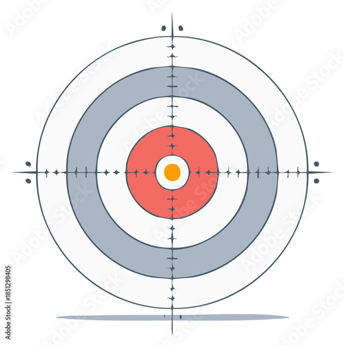 Stylized Target Illustration with Concentric Circles and Crosshairs for Precision Focus, Goal Oriented Aiming and Achieving Objectives