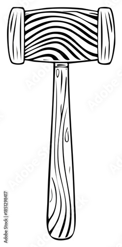 Outline of a Gavel with Wood Grain Patterning for Legal Themes and Auction Usage