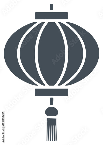 Traditional East Asian lantern with tassel pendant and decorative spokes symbolizing celebration