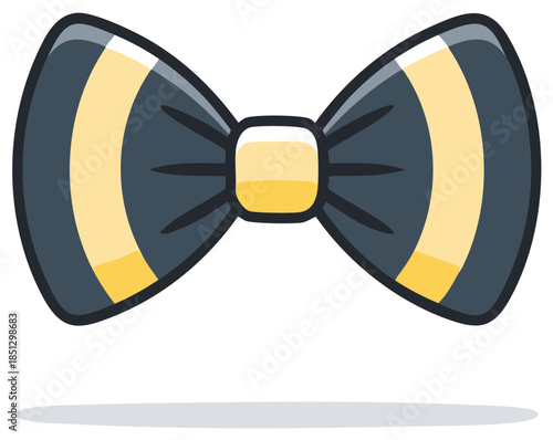 Stylish Dark Gray and Yellow Bowtie with Clean Lines and Reflective Highlights