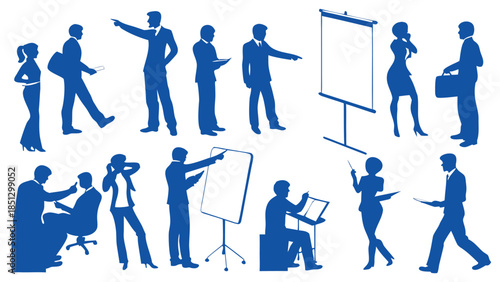 Business professionals engaged in various activities Vector