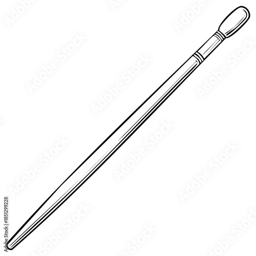 Cosmetic eyeshadow applicator brush simple black and white line art illustration