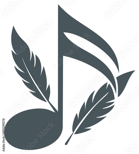 Graphic Fusion of Musical Notes with Feathers for Creative Arts Symbolism