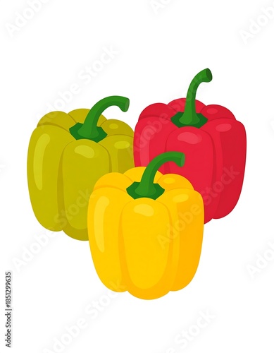 Three colorful bell peppers
